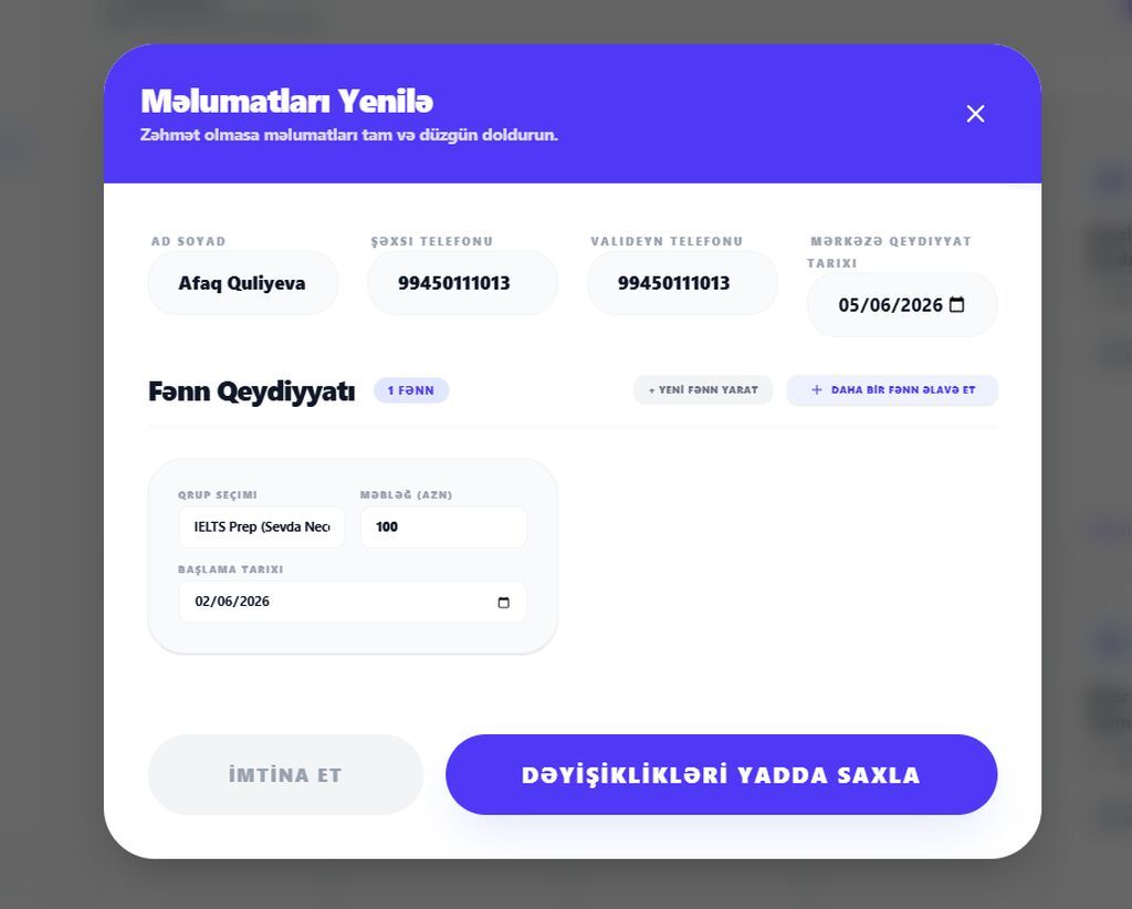 Təhsil Mərkəzləri üçün Kurs İdarəetmə Proqramı - 2